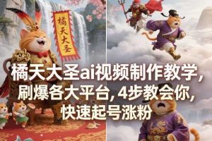 橘天大圣ai视频制作教学,刷爆各大平台,4步教会你,快速起号涨粉