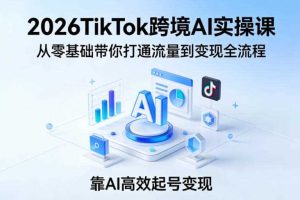 2026TikTok跨境AI实操课，从零基础带你打通流量到变现全流程，靠AI高效起号变现