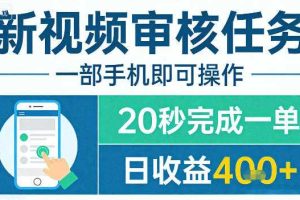 新视频审核任务,一部手机即可操作,20秒完成一单,日收益4张+【揭秘】