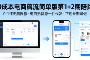 0成本电商薅流简单版第1+2期陪跑，0-1纯无脑操作，电商无货源一件代发，正规长期可做
