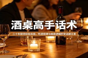 酒桌高手话术：二十年接待经验总结，吃透规律与底层逻辑秒变话题王者