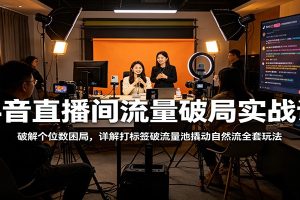 抖音直播间流量破局实战课：破解个位数困局，详解打标签破流量池撬动自然流全套玩法