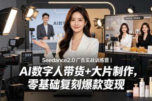 Seedance2.0广告实战训练营｜AI数字人带货+大片制作，零基础复刻爆款变现