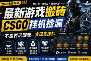 最新游戏搬砖，CSGO纯挂G，不需要玩游戏，实现真挂G，月入1W+，五一小高峰上车可吃肉，手机即可操作【揭秘】