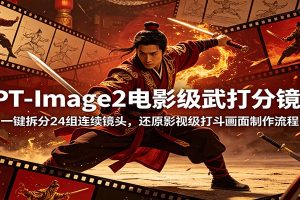 GPT-Image2电影级武打分镜课：一键拆分24组连续镜头，还原影视级打斗画面制作流程