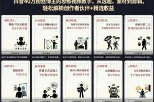 抖音40W粉丝博主的思维视频教学,从选题、素材到剪辑,轻松解锁创作者伙伴+精选收益