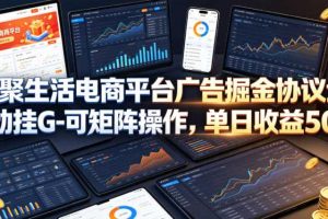 火聚生活电商平台广告掘金协议全自动挂G-可矩阵操作,单日收益5张+【揭秘】