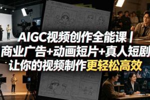 AIGC视频创作全能课|商业广告+动画短片+真人短剧,让你的视频制作更轻松高效
