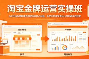 淘宝金牌运营实操班,从0开始系统解决你淘宝运营核心问题,手把手带你完成从小白到高手的蜕变