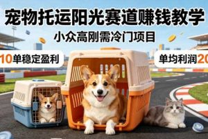 宠物托运阳光赛道賺钱教学,小众高刚需冷门项目,日均10单稳定盈利,单均利润200+