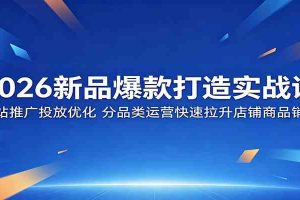 2026新品爆款打造实战课:全站推广投放优化,分品类运营快速拉升店铺商品销量