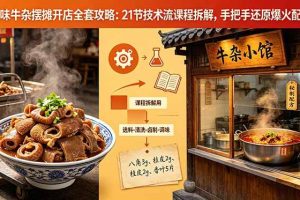 (18601期)原味牛杂摆摊开店全套攻略:21节技术流课程拆解,手把手还原爆火配方