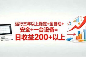 (18773期)三年以上稳定+全自动+安全+一台设备=日收益200+