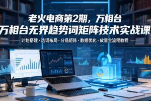 老火电商第2期,万相台无界趋势词矩阵技术实战课,计划搭建・选词布局・分品矩阵・数据优化・放量全流程教程