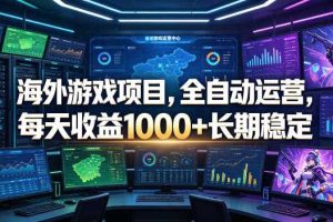 海外游戏项目,全自动运营,每天收益1000+长期稳定【揭秘】
