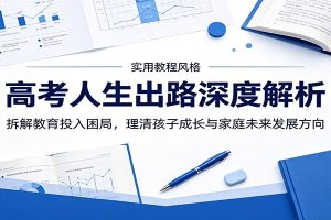 高考人生出路深度解析:拆解教育投入困局,理清孩子成长与家庭未来发展方向