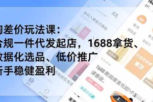 (18948期)淘差价玩法课:合规一件代发起店,1688拿货、数据化选品、低价推广,新手稳健盈利(更新6月)