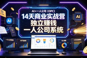 AI×一人公司(OPC)14天商业实战营,用AI帮你搭建一个属于你自己的、能独立賺钱的一人公司系统