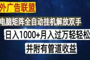 (18989期)海外广告联盟每天几分钟日入1000+无脑操作,可矩阵并附有管道收益