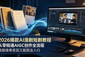 (18980期)2026 爆款 AI 漫剧短剧教程 从零精通 AIGC 创作全流程 既能接单变现又能就业入行