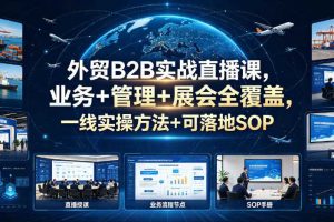 外贸B2B实战直播课,业务+管理+展会全覆盖,一线实操方法+可落地SOP