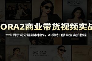 SORA2商业带货视频实战:专业提示词分镜剧本制作,AI模特口播珠宝实拍教程