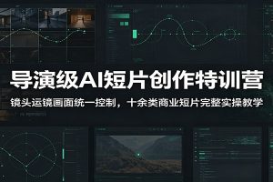 导演级AI短片创作特训营:镜头运镜画面统一控制,十余类商业短片完整实操教学(更新)