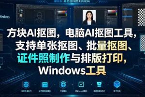 方块AI抠图,电脑AI抠图工具,支持单张抠图、批量抠图、证件照制作与排版打印,Windows工具