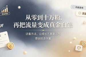 (19198期)从零到十万粉,再把流量变成真金白银——这套方法,让成长不再靠运气【原创双语字幕】
