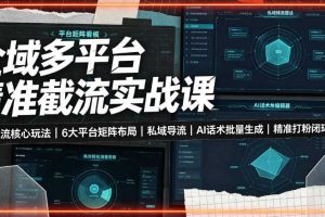 全域多平台精准截流实战课|7大截流核心玩法、6大平台矩阵布局、私域导流、AI话术批量生成、精准打粉闭环教程