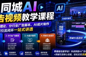 同城AI广告视频教学课程,从基础理论、分行业广告脚本、AI成片制作到同城引流闭环一站式讲透