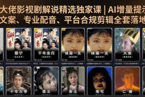 资深大佬影视剧解说精选独家课|AI增量提示词、爆款文案、专业配音、平台合规剪辑全套落地教学