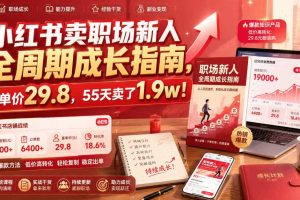 小红书卖职场新人全周期成长指南,客单价29.8,55天卖了1.9w!
