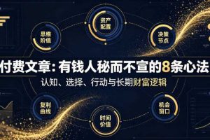 付费文章：有钱人秘而不宣的8条心法
