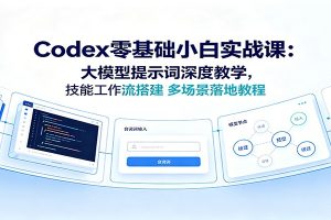 Codex零基础小白实战课:大模型提示词深度教学,技能工作流搭建多场景落地教程