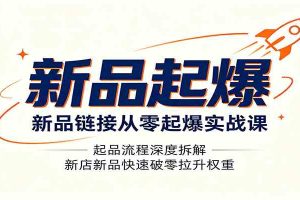 新品链接从零起爆实战课:起品流程深度拆解,新店新品快速破零拉升权重