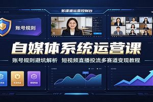 自媒体系统运营课:账号规则避坑解析,短视频直播投流多赛道变现教程