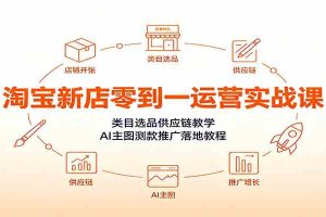 淘宝新店零到一运营实战课:类目选品供应链教学,AI主图测款推广落地教程