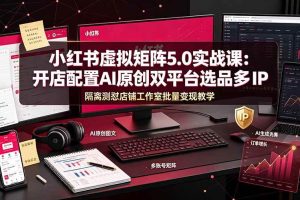 (19521期)小红书虚拟矩阵5.0实战课:开店配置|AI原创|双平台选品|多IP隔离|测怼店铺工作室批量变现实操教学