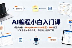 (19539期)AI编程小白入门课-需求分析×DeepSeek+Trae配置×SOP思维×小样开发,零基础也能做工具