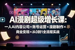 (19553期)AI漫剧超级增长课:一人AI内容公司×账号运营×漫剧制作×商业变现×从0到1全流程实战