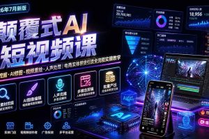 (19630期)颠覆式AI短视频课|素材挖掘,AI修图,视频重绘,人声处理|电商实体带货引流全流程实操教学