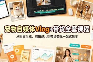 宠物自媒体Vlog+带货全套课程|从图文生成、剪辑成片到带货变现一站式教学