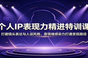 个人IP表现力精进特训课:打磨镜头表达与人设风格,靠情绪感染力打通变现路径