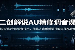二创解说AU精修调音课:圈内内部专属调音技术,优化人声质感提升解说作品音质
