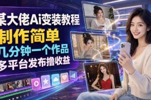 某大佬Ai变装教程，制作简单，几分钟一个作品，多平台发布撸收益