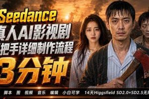 3分钟真人AI影视剧怎么做？SD 2.0手把手完整制作流程｜Higgsfield 14天SD 2.0/2.5无限生成