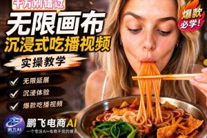 保姆级教程｜用AI无线画布做沉浸式吃播，3步直接出片，无线画布工作流，操作简单好上手