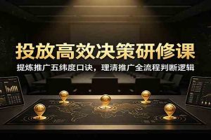 投放高效决策研修课:提炼推广五纬度口诀,理清推广全流程判断逻辑