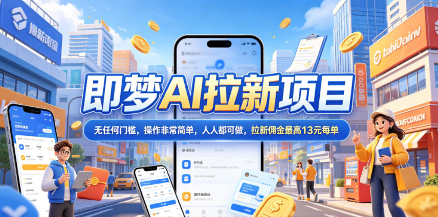 2026年即梦AI拉新项目最新玩法,无任何门槛,操作非常简单,人人都可做,拉新佣金最高13米每单(更新08月07日)